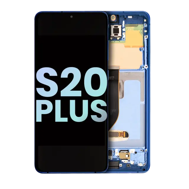 Écran OLED avec châssis pour Samsung Galaxy S20 Plus 5G (pack service origine, Aura Blue)