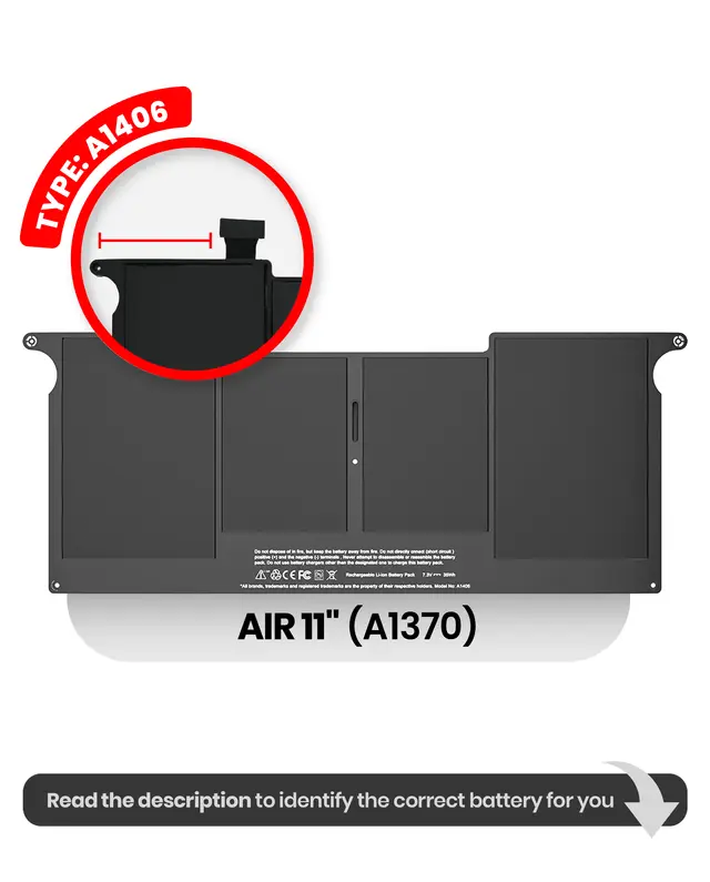Batterie pour Apple MacBook Air 11" A1370 (2011) / A1465 (2012)