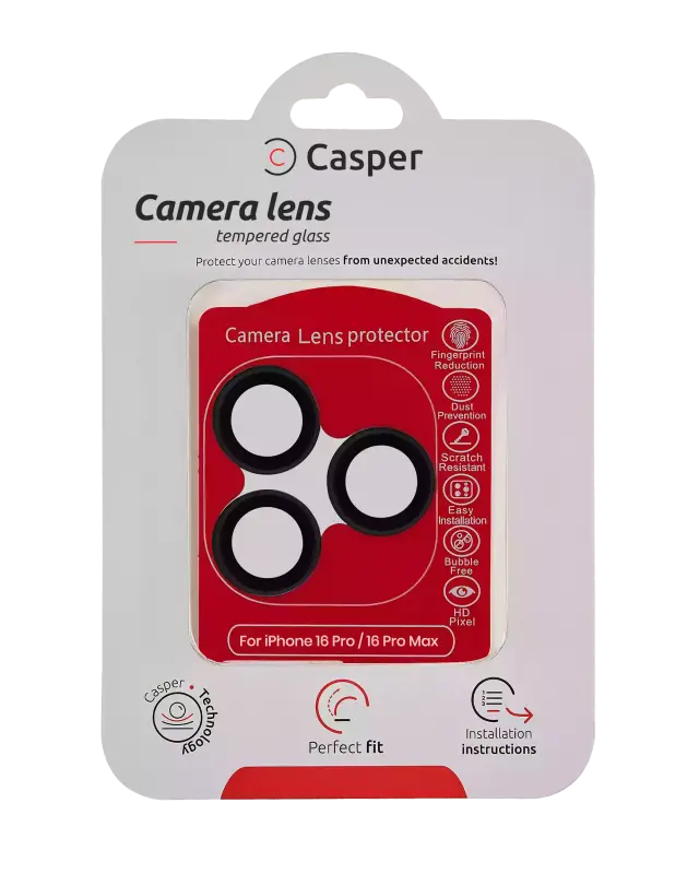 Protection de lentilles de caméra pour iPhone 16 Pro / 16 Pro Max (noir, transparent)