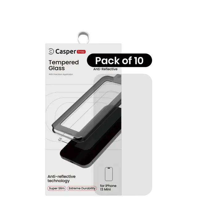 Verre trempé pour Apple iPhone 13 Mini (lot de 10, AR Clear)