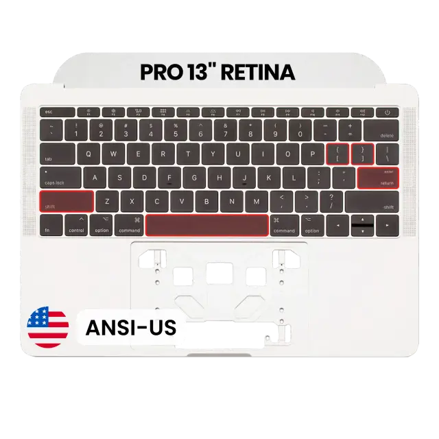 Châssis supérieur avec clavier ANSI US pour Apple MacBook Pro 13" A1708 (2016-2017) (OEM New, argent)