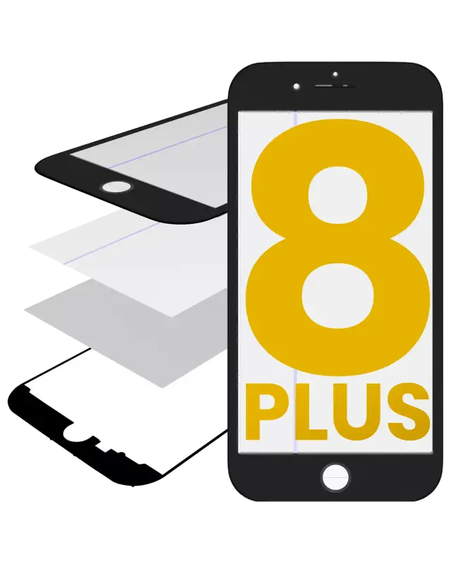 Vitre avec cadre, OCA et polariseur préinstallés pour Apple iPhone 8 Plus (noir)