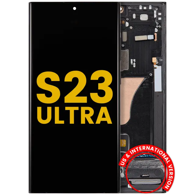 Écran OLED avec châssis pour Samsung Galaxy S23 Ultra (version US & internationale, reconditionné, Graphite / Red)