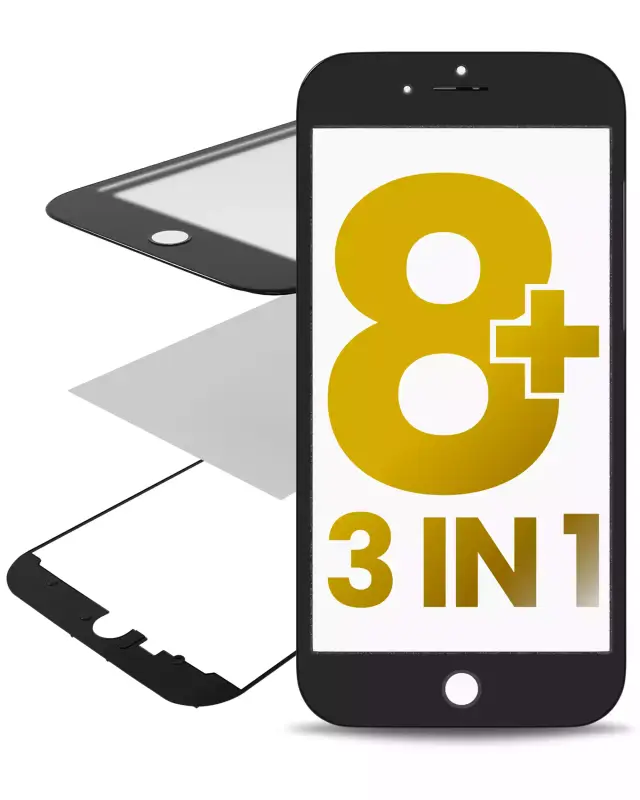 Vitre d’écran avec OCA pour Apple iPhone 8 Plus (OCA Master, noir, lot de 2)