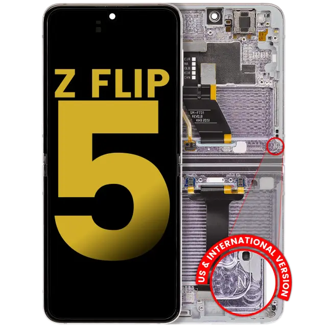 Écran OLED intérieur avec châssis pour Samsung Galaxy Z Flip 5 5G (version US & internationale, reconditionné, Lavender)