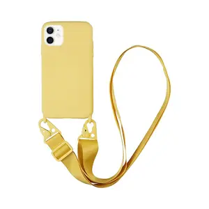 Coque Silicone avec Bandoulière Apple iPhone 12 (#14) Jaune