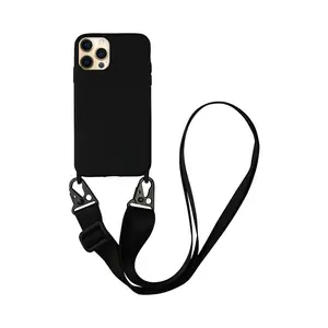 Coque Silicone avec Bandoulière Apple iPhone 12 Pro (#1) Noir