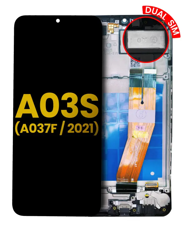 Écran LCD avec châssis pour Samsung Galaxy A03s (A037F / 2021) (Dual Sim, Micro USB Frame, reconditionné, All Color)