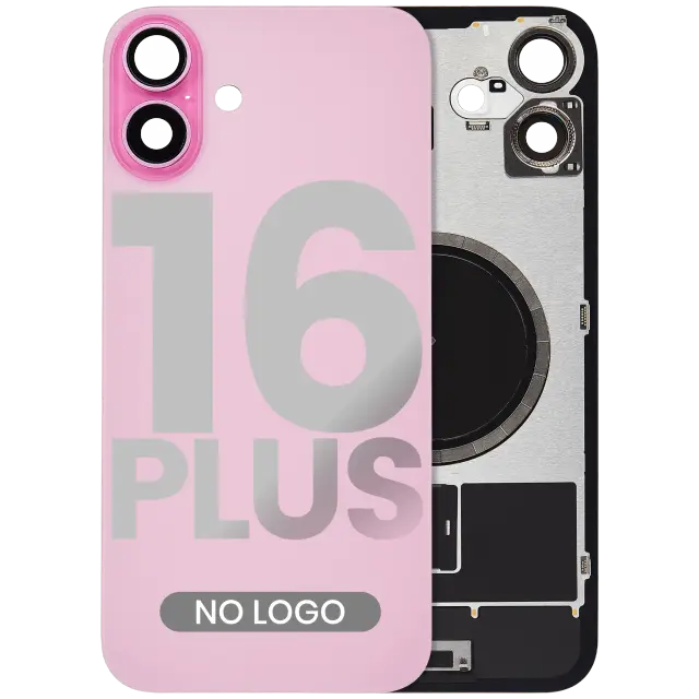 Vitre arrière pour Apple iPhone 16 Plus (sans logo, compatible, rose)