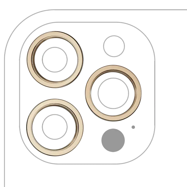 Anneau de contour de caméra arrière pour Apple iPhone 12 Pro Max (or, lot de 3, lot de 10)