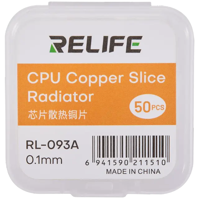 Outil pour ReLife RL-093A Chip Heat Sink Copper Sheet / 0.1MM (lot de 50, Relife)