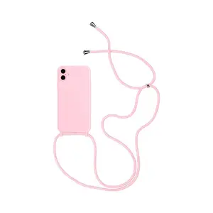 Coque Silicone avec Cordon Apple iPhone 16 (#2) Rose