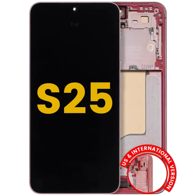 Écran OLED avec châssis pour Samsung Galaxy S25 5G (version US & internationale, reconditionné, rouge corail)