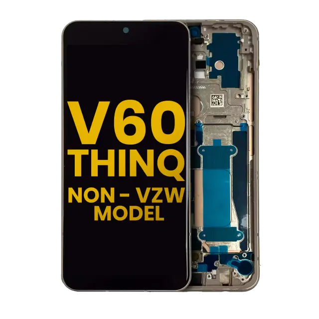 Écran OLED avec châssis pour LG V60 ThinQ 5G (Non-Verizon 5G UW Frame) (reconditionné, Classy Blue / Gold Frame)