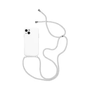 Coque Silicone avec Cordon Apple iPhone 15 Plus (07) Blanc