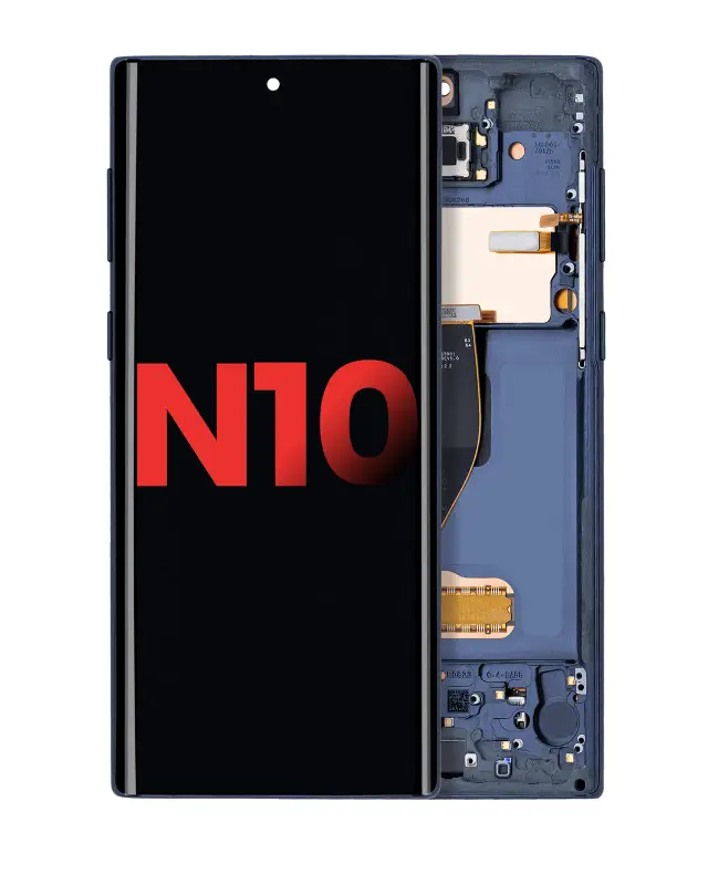 Écran OLED avec châssis pour Samsung Galaxy Note 10 (compatible premium, Aura Glow / Silver)