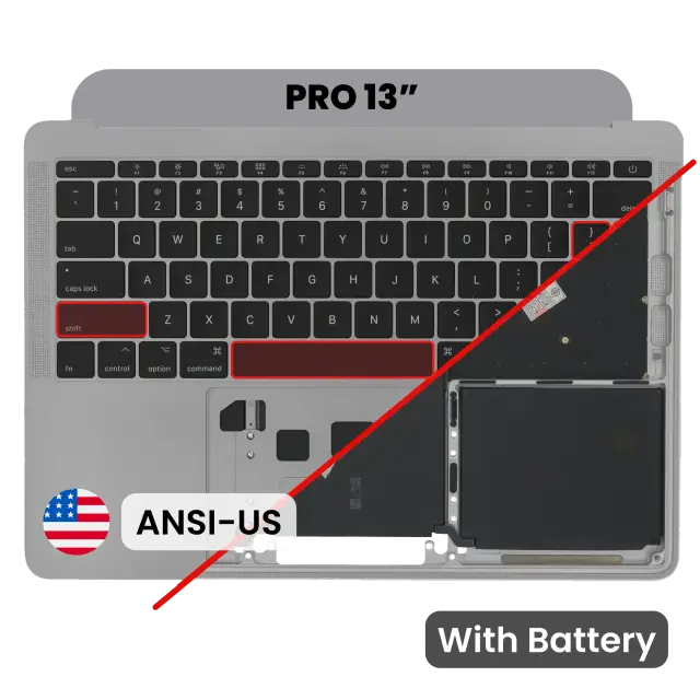 Châssis supérieur avec batterie et clavier ANSI US pour Apple MacBook Pro 13" A1708 (2016) (OEM New, gris sidéral)