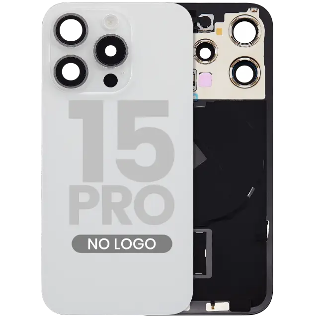Vitre arrière pour Apple iPhone 15 Pro (sans logo, compatible, White Titanium) — réf. 107082130569