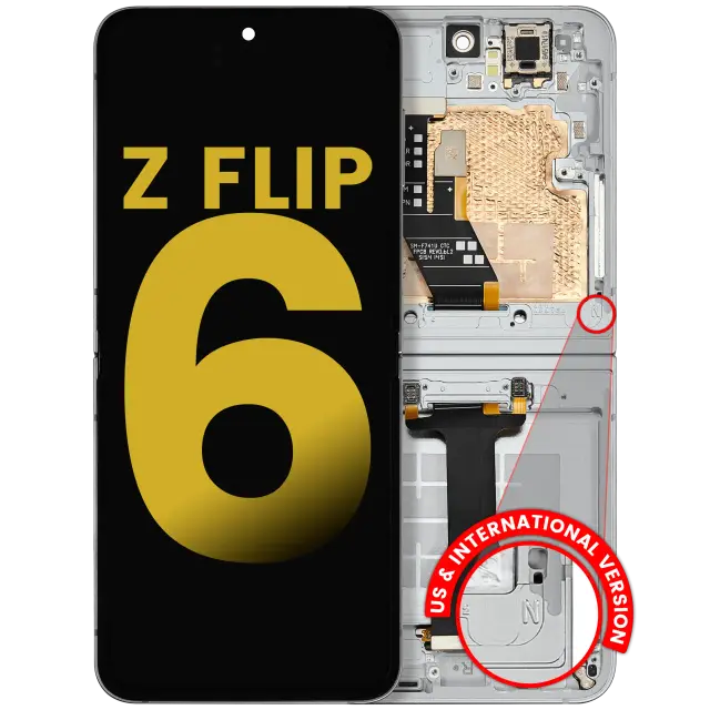 Écran OLED intérieur avec châssis pour Samsung Galaxy Z Flip 6 (F741) (version US & internationale, reconditionné, blanc)