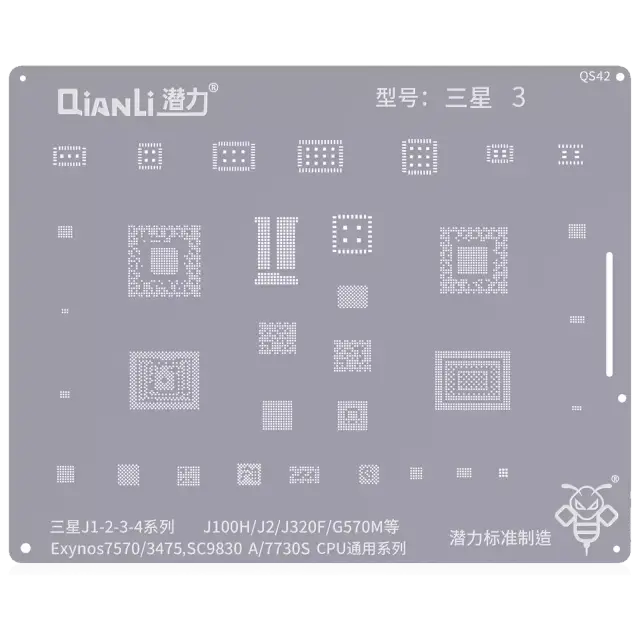 Pochoir Qianli Bumblebee QS42 CPU universel pour Samsung Galaxy J1 / J2 / J3 / J4 (Exynos 7570/3475/SC9830A/7730S)