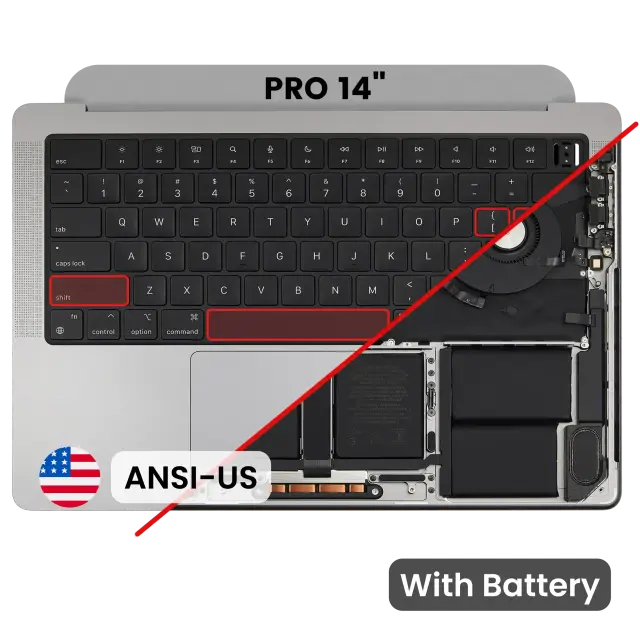 Châssis supérieur avec clavier ANSI US pour Apple MacBook Pro 14" A2918 (2023) (gris sidéral)