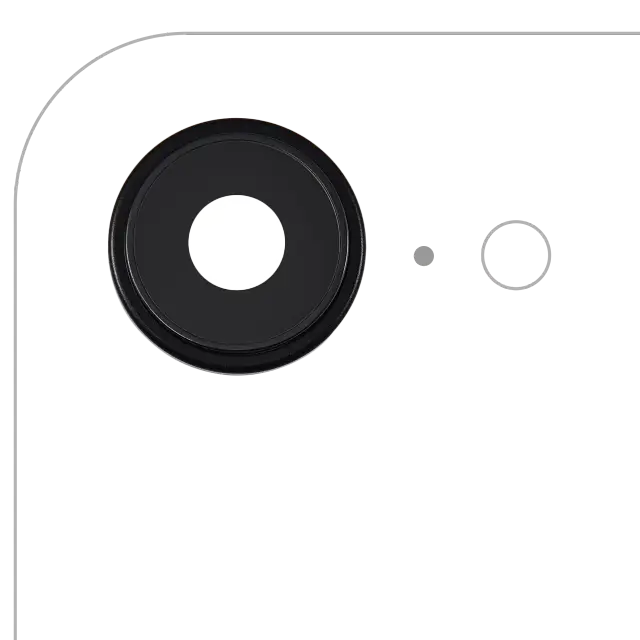Lentille de caméra arrière avec support et anneau pour Apple iPhone 16e / 17e (premium, noir)
