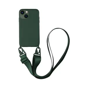 Coque Silicone avec Bandoulière Apple iPhone 13 (#9) Vert Foncé
