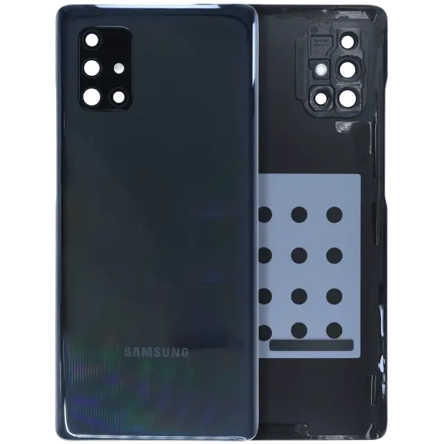 Vitre arrière pour Samsung Back Cover Glass With Camera Lens Samsung Galaxy A71 5G (A716V / 2020) (pack service origine, Prism Cube Black)