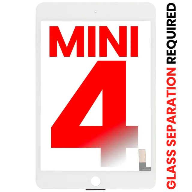 Vitre tactile pour Apple iPad Mini 4 (OCA préinstallé, séparation de la vitre requise, compatible premium, blanc)