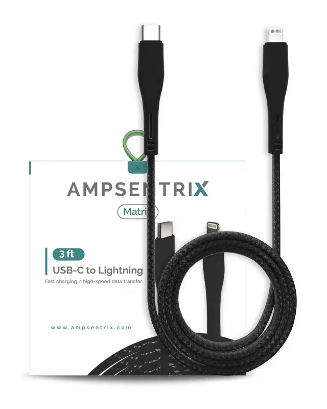 Câble Lightning vers USB-C AmpSentrix Matrix (non MFi, 1 m, noir)