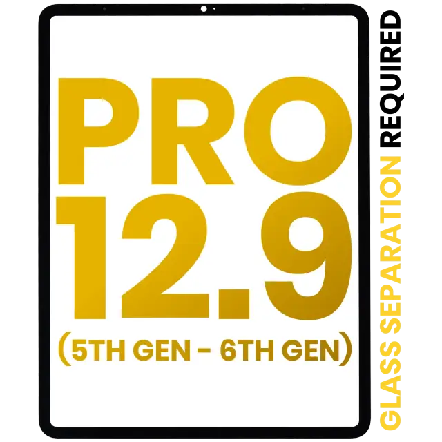 Vitre d’écran pour Apple iPad Pro 12.9" 5th Gen (2021) / Pro 12.9" 6th Gen (2022) (Glass Separation Required, premium, toutes couleurs)