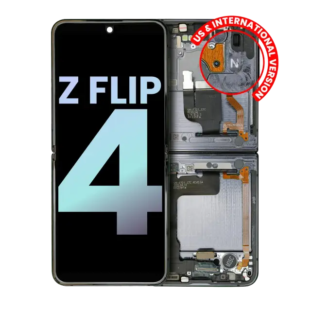 Écran OLED intérieur avec châssis pour Samsung Galaxy Z Flip 4 5G (version US & internationale, pack service origine, graphite)