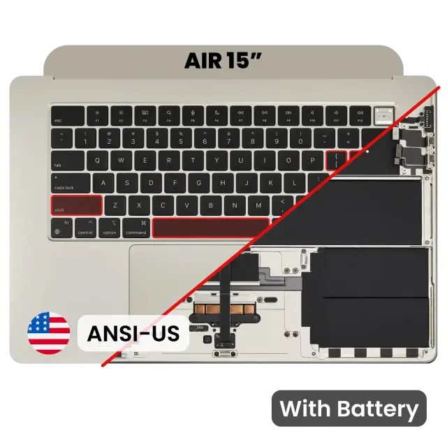 Châssis supérieur avec batterie et clavier ANSI US pour Apple MacBook Air 15" A3114 (2024) (origine, lumière stellaire)