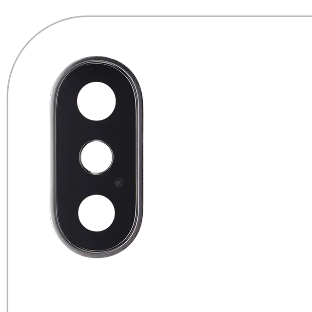 Lentille de caméra arrière avec support et anneau pour Apple iPhone X (compatible premium, argent, lot de 10)