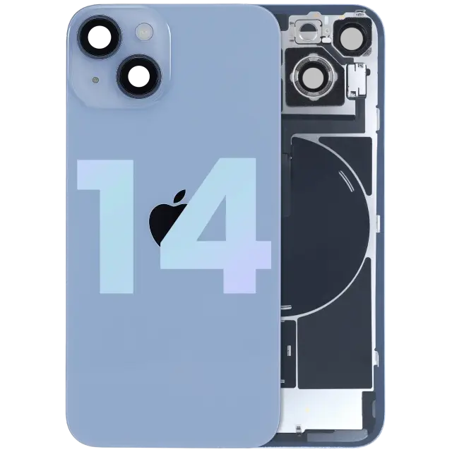 Vitre arrière avec MagSafe, NFC et nappe flash pour Apple iPhone 14 (origine, bleu)
