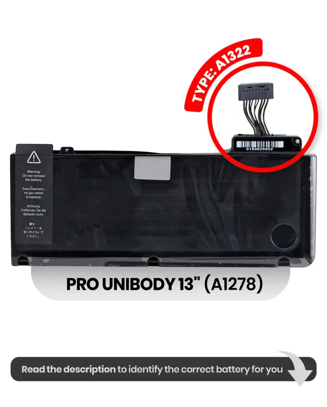 Batterie pour Apple MacBook Pro 13" A1278 (2009-2012)