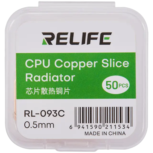 Outil pour ReLife RL-093C Chip Heat Sink Copper Sheet / 0.5MM (lot de 50, Relife)