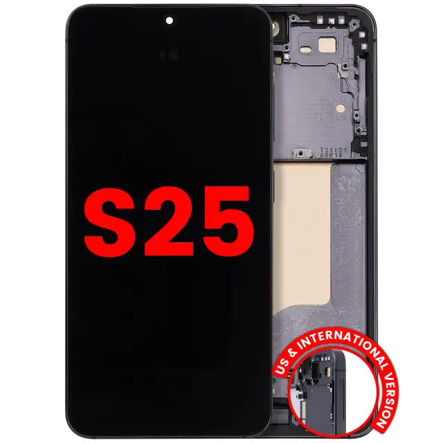 Écran OLED avec châssis pour Samsung Galaxy S25 5G (version US & internationale, compatible premium, Blue Black)