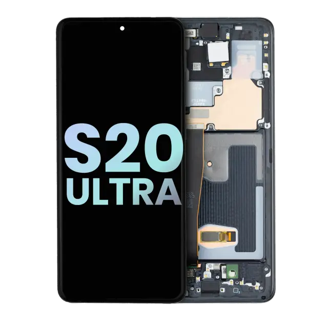 Écran OLED avec châssis pour Samsung Galaxy S20 Ultra 5G (pack service origine, Cosmic Black)