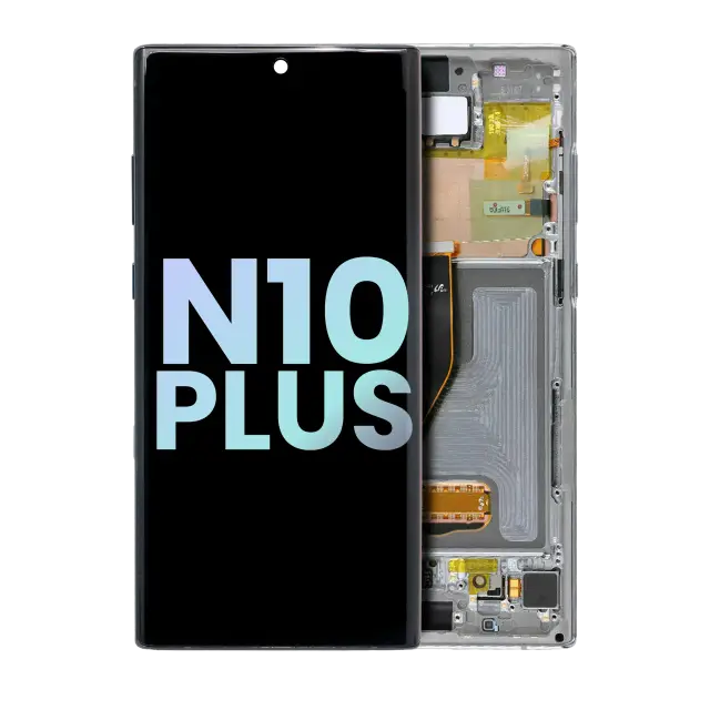 Écran OLED avec châssis pour Samsung Galaxy Note 10 Plus / 5G (pack service origine, Aura Glow / Silver)