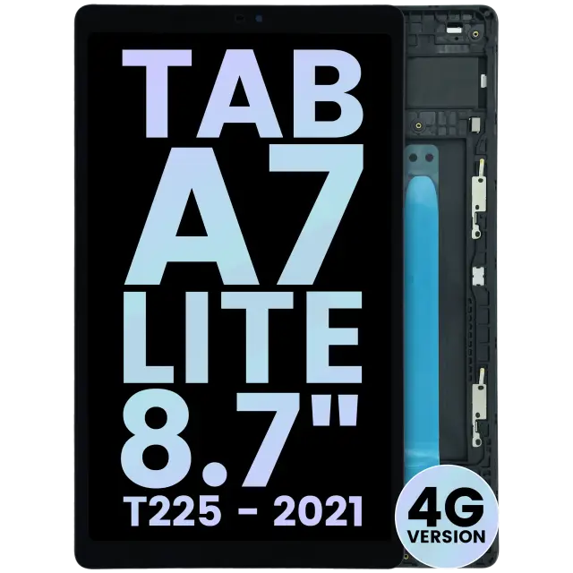 Écran LCD avec châssis pour Samsung Galaxy Tab A7 Lite 4G (T225) (pack service origine, noir)