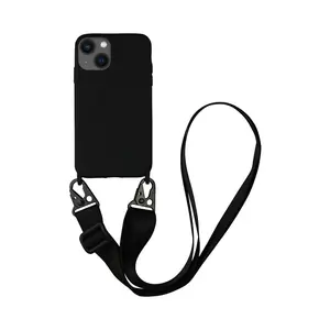Coque Silicone avec Bandoulière Apple iPhone 14 Plus (#1) Noir