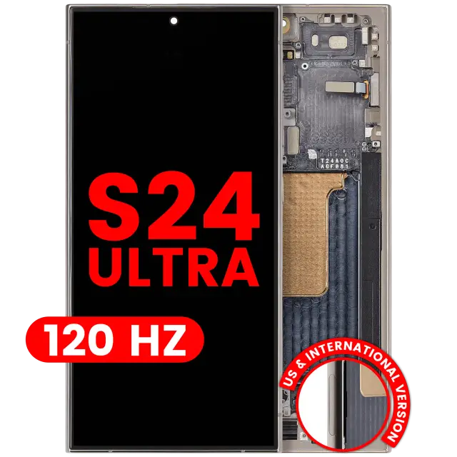 Écran OLED avec châssis pour Samsung Galaxy S24 Ultra (version US & internationale, compatible premium, 120 Hz, Titanium Gray)