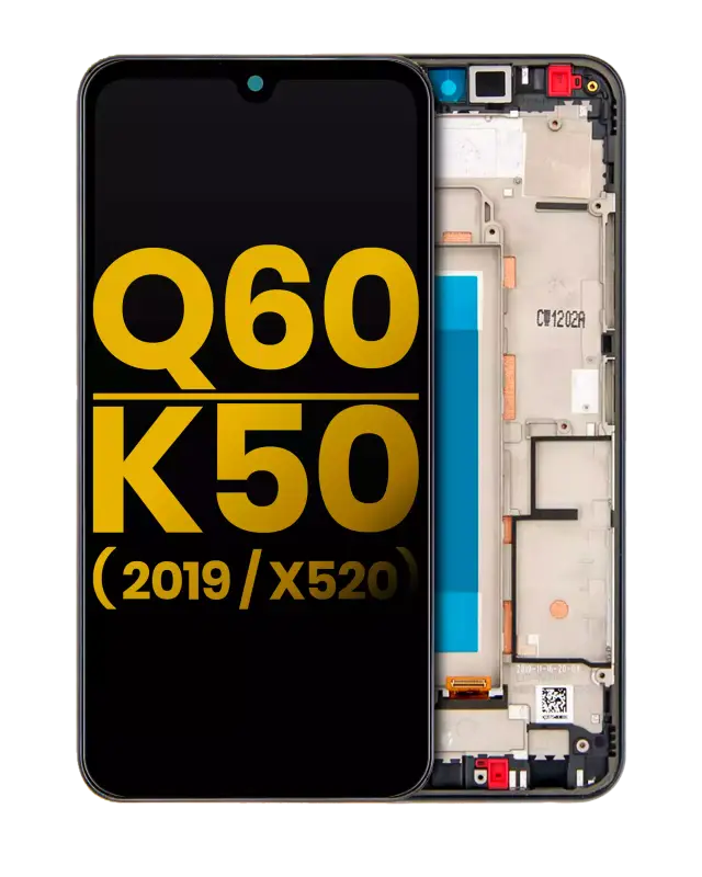 Écran LCD avec châssis pour LG Q60 (Single Card Version) / K50 (2019 / X520) (reconditionné, Aurora Black)