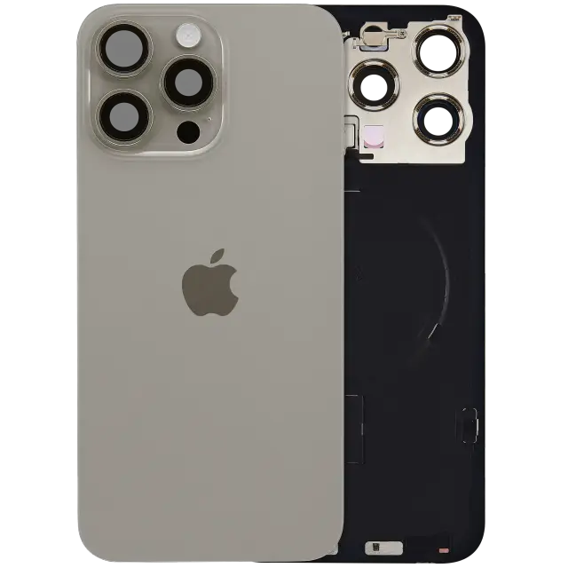 Vitre arrière avec MagSafe, NFC et nappe flash pour Apple iPhone 15 Pro Max (UK / EU Version, origine, titane naturel)
