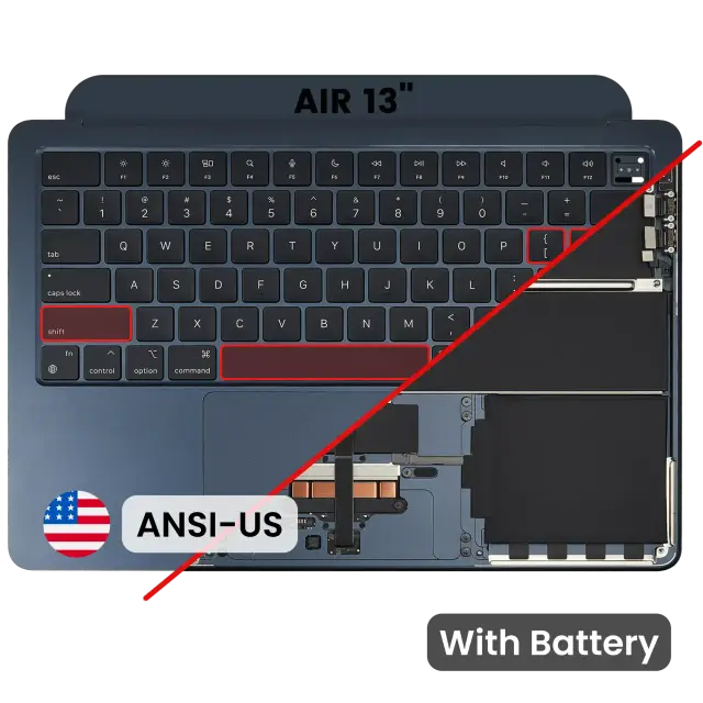 Châssis supérieur avec batterie et clavier ANSI US pour Apple MacBook Air 13" A3113 (2024) (minuit)
