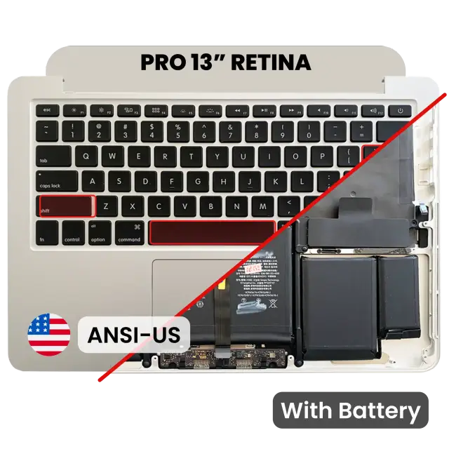 Châssis supérieur avec batterie et clavier ANSI US pour Apple MacBook Pro 13" A1502 (2015) (OEM New, argent)