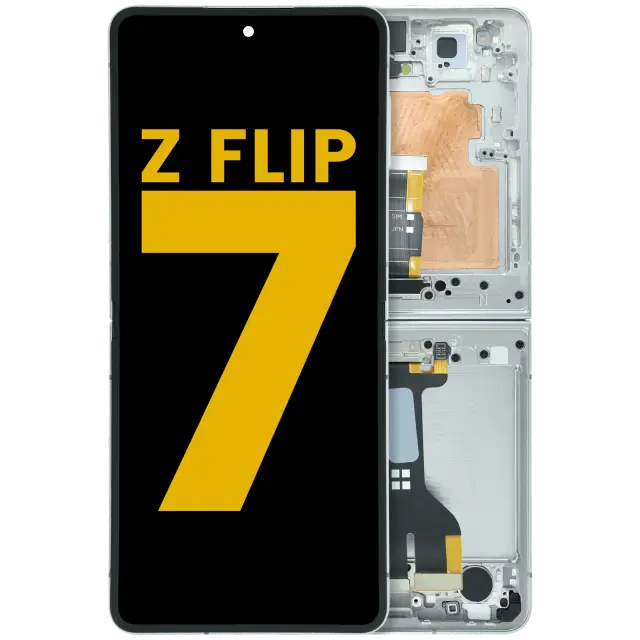 Écran OLED intérieur avec châssis pour Samsung Galaxy Z Flip 7 5G (version US & internationale, reconditionné, blanc)