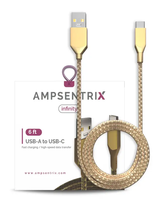 Câble USB-C vers USB-A AmpSentrix Infinity (1,8 m, or)