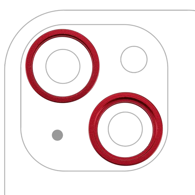 Anneau de contour de caméra arrière pour Apple iPhone 14 / 14 Plus (lot de 2, rouge, lot de 10)